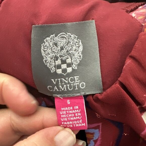 Vince Camuto Women Printed Fit & Flare Dress Red Multi Size 6 - Picture 8 of 10